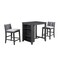 Saltoro Sherpi Hia 3 Piece Counter Table Set, Cushioned Seats, 2 Shelves, Smooth Gray-
